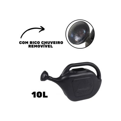 Regador Plástico Metasul 10 Litros Preto para Jardim e Obras Regador Plástico Metasul 10 Litros Preto para Jardim e Obras
