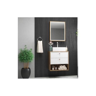 Balcão para Banheiro Bosi Gael 60cm Nogal/Branco com Cuba Balcão para Banheiro Bosi Gael 60cm Nogal/Branco com Cuba