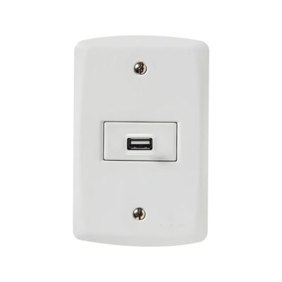Conjunto 4x2 1 Tomada Usb 1,5a Bivolt Tramontina Lux2 Branco Conjunto 4x2 1 Tomada Usb 1,5a Bivolt Tramontina Lux2 Branco