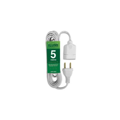 Prolongador Elétrico ILUMI 250V 10A 5 Metros Branco Conforme ABNT