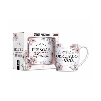 Caneca de Porcelana Decorativa Atacado São Jorge Pessoas que fazem a diferença 300ml Branca