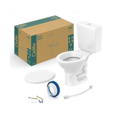 Vaso Sanitário Celite Saveiro com Caixa Acoplada e Kit Branca