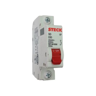 Disjuntor Unipolar 63A Curva C 3KA SDD61C63 Steck Disjuntor Unipolar 63A Curva C 3KA SDD61C63 Steck