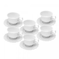 Conjunto De Xicaras Para Café Com Pires Fancy Branco 200ml 6 Peças Wolff