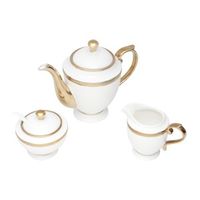 Conjunto De Peças Para Cha Paddy Branco Com Dourado 3 Peças Wolff
