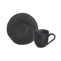 Conjunto com 6 Xícaras de Café com Pires Orgânico Preto Matte 120ml Porto Brasil