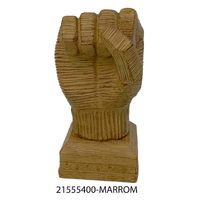 Escultura de Resina Mão Fechada Marrom - 15cm | Entre Casa