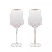 Conjunto de Taças Cristal Para Vinho Taj Borda Gold 600ml 2 Peças Wolff