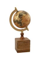 Globo Plástico com Base de Madeira Caramelo – 8x10x15cm | Entre Casa