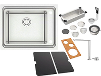 Cuba De Sobrepor Design Collection Worstation Quadrum Deep 50 Inox Com Acessórios