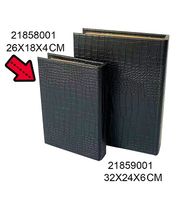 Caixa Livro Mdf  P Detalhe Pu Croco Preto 26x18cm Entre Casa