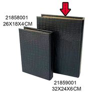Caixa Livro Mdf g Detalhe Pu Croco Preto 32x24cm - Entre Casa