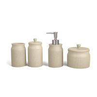 Kit Acessorios P/banheiro Cimento Bege 4 Pcs
