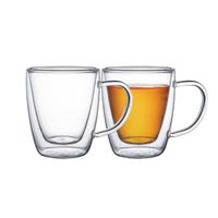 Kit 2 Xícaras Tramontina Vidro Duplo Com Alça Café e Chá