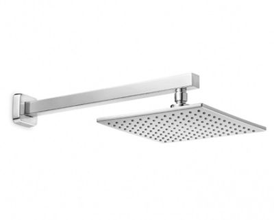 CHUVEIRO COM TUBO DE PAREDE QUADRADO 220 MM,CELITE
