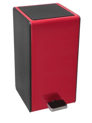 LIXEIRA RETANGULAR COM PEDAL VERMELHA 7L, GHELPLUS