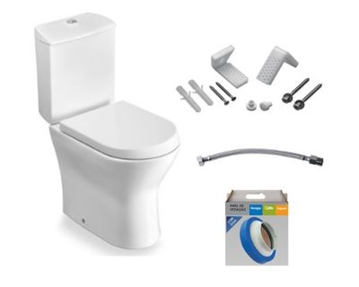 KIT BACIA COM CAIXA, ASSENTO TERMOFIXO COM QUEDA AMORTECIDA E COMPLEMENTOS DE INSTALAÇÃO NEXO BRANCO, ROCA
