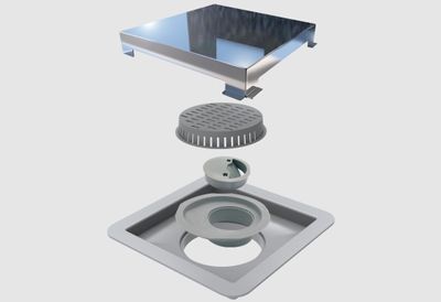 RALO LINEAR SQUARE TAMPA INOX POLIDA 15X15 CM, ELLEVE