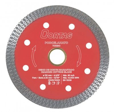 DISCO DE CORTE DIAMANTADO P/ PORCELANATO Ø110 x 20, CORTAG