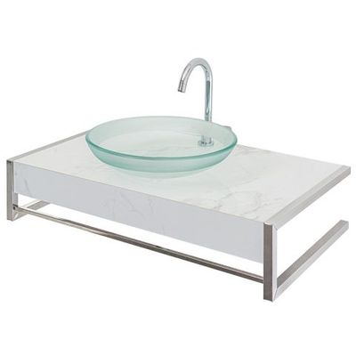 LAVABO C.METAL INOX MARMO BRANCO 71CM CRIS METAL
