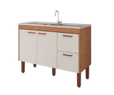 BALCÃO COZINHA SLIM 1,14, FREIJO/OFF WHITE, MGM