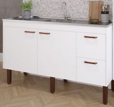 BALCÃO COZINHA SLIM 1,34, BRANCO, MGM