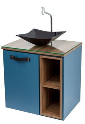 KIT GABINETE GARDENIA SAFIRA/CASTANEA 60CM CUBA QUADRADA 34 PRETO VILDREX