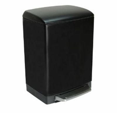 LIXEIRA RETANGULAR COM PEDAL MATTE PRETO 12L