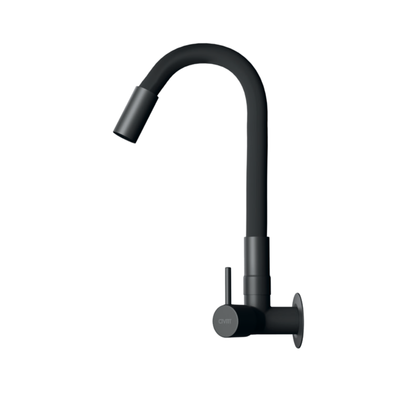 TORNEIRA PAREDE BAIXA METAL FLEXIVEL PRETO FOSCO CIVITT