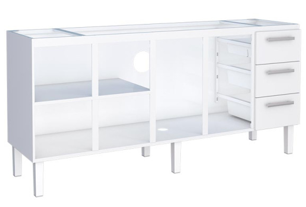 Gabinete de Aço Para Pia De 200cm Vênus Flat 3 Gavetas Cozimax Branco
