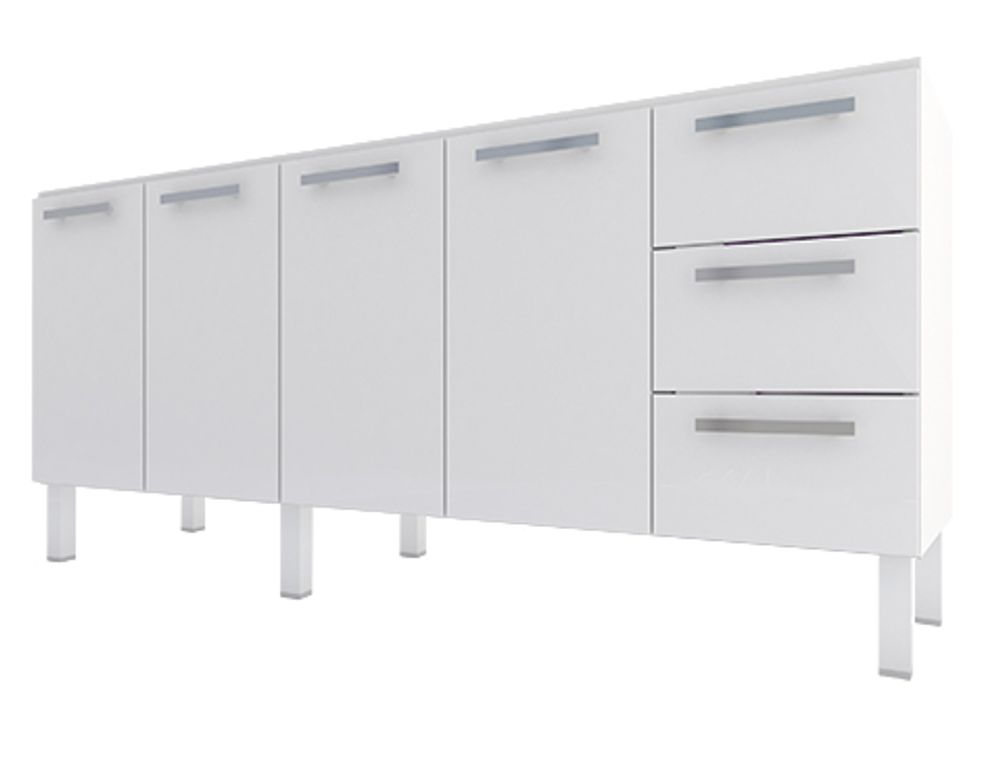 Gabinete de Aço Para Pia De 200cm Vênus Flat 3 Gavetas Cozimax Branco