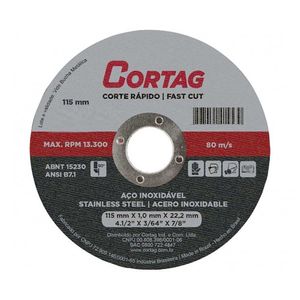 Disco de Corte Inox 115mm x 1,0mm x 22,22mm - Cortag Disco de Corte Inox 115mm x 1,0mm x 22,22mm - Cortag