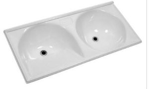 Tanque Duplo Mármore 102x50 Branco Gelo - Decoralita