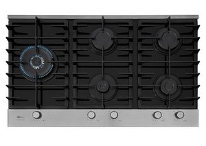 Fogão Cooktop a Gás Fischer 5 Bocas Tripla Chama Platinium com Trempe de ferro fundido Mesa Vidro Bivolt