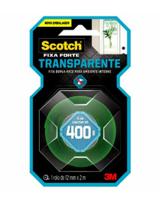Fita Dupla Face Forte Transparente 400G 12MMx2 Metros - 3M