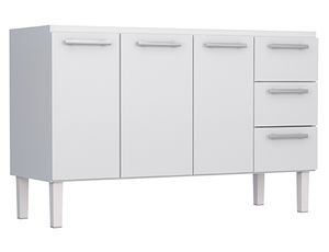 Gabinete De Aço Para Pia Cozinha 160cm Vênus Flat 3 Gavetas Cozimax Branco