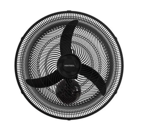 Ventisol Ventilador de Parede Oscilante, 3 Pás Premium, Preto, 50cm