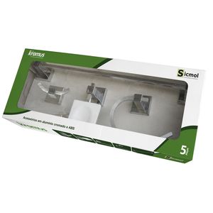 Kit Acessórios De Parede 5 peças Em Metal Cromado Kromus Sicmol