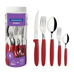 F.L Faqueiro Aco Inox Ipanema Vermelho 30 Peças