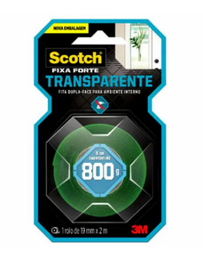 Fita Dupla Face Forte Transparente 19MM X 2 Metros - 3 M