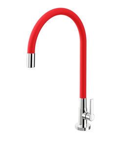 Torneira Bica Alta De Mesa Para Cozinha Galiflex Cromado/Vermelha- Docol