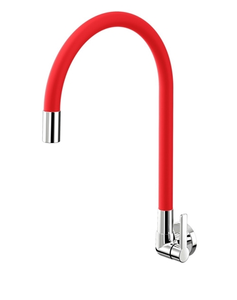 Torneira Bica Alta De Parede Para Cozinha Galiflex Cromado/Vermelha - Docol