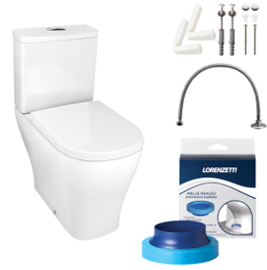 Kit Bacia Com Caixa Acoplada Class Branco Com Assento e Acessórios - 7720005 - Lorenzetti