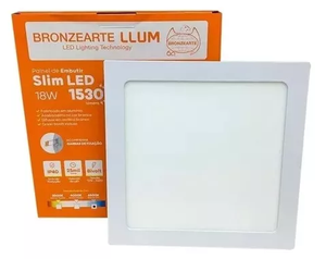 Painel Led Embutir Quadrado 22,5X22,5 cm 18W 6500K Bivolt - Llumm Bronzearte