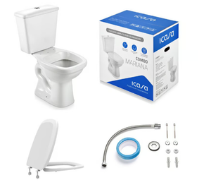 Kit Bacia Mariana Com Caixa Acoplada Assentos e Fixações Branco Icasa