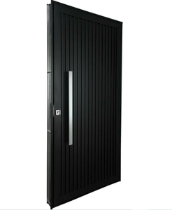 Porta Alumínio Ripada Black Puxador Reto 105x215 Esquerda- Ref: 999009 - CRV
