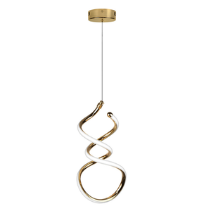 Pendente LED Espiral Alumínio 365mm 18W 3000K Dourado - Blumenau Iluminação