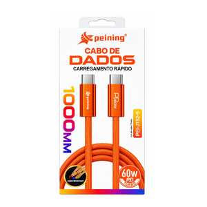 Cabo USB Tipo-C 1m Peining Cor: Preto 60w Cabo USB Tipo-C 1m Peining Cor: Preto 60w