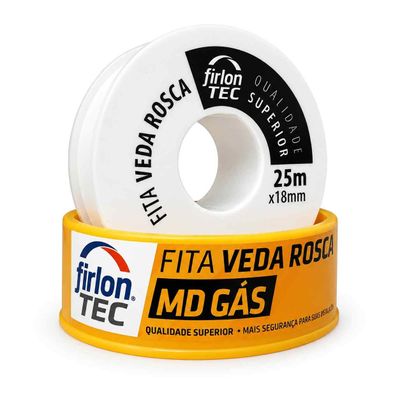 Fita Veda Rosca PTFE MD Gás Firlon 18mm x 25m - Plastifluor
