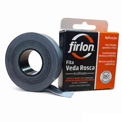 Fita Veda Rosca PTFE Grafitada Firlon 18mm x 25m - Plastifluor